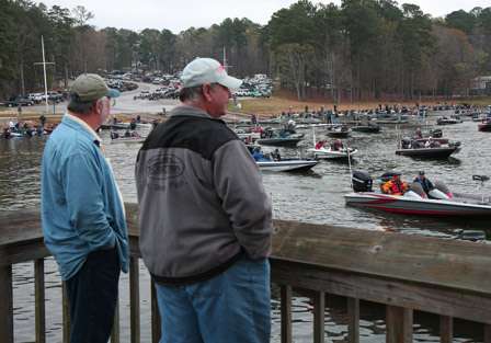 David Hamner and Gerald DeVincinti were happy to see the anglers launch on Day Two after high winds prevented Day One of competition. 