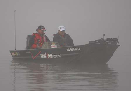 Scott Rook is using an aluminum boat this week to access very shallow backwater areas in Lake Dardanelle.