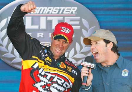 VanDam is pumped after taking the lead from Chris Lane. VanDam would eventually finish second to Mark Menendez. 