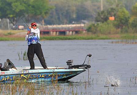 Bryan Velvick sets the hook on his first fish of the day. 