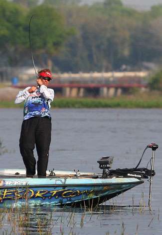 Velvick fights his second fish of the day. 