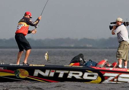 Kevin VanDam was working on a limit early in the morning. 