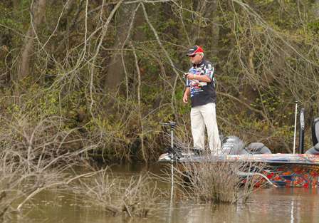 Biffle had his fishing area to himself and was making multiple casts to every target.