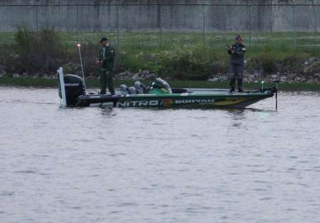 Elite Series pro and his co-angler Kenneth Pfile start in an area near the launch ramp.