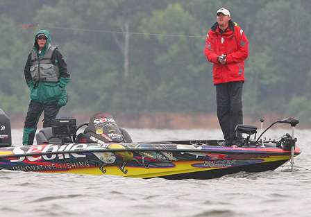 Williamson was casting plastic worms and crankbaits on ledges on Day Two.