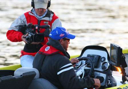Bobby Lane takes to the lake with an ESPN camera as the leader going into Day Three.