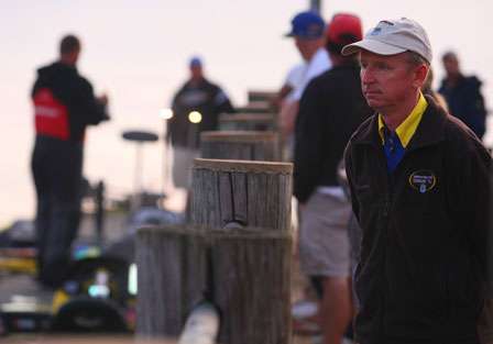 Tournament director Trip Weldon waits for the fog to lift on Day Four at Kentucky Lake.