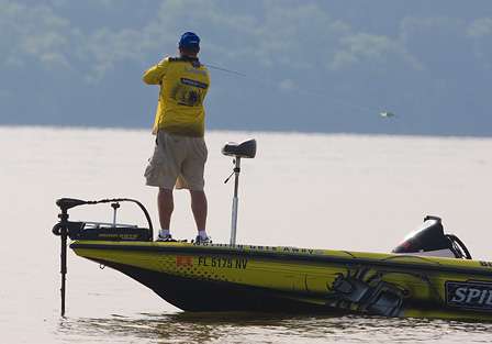 Bobby Lane finally made his first cast at 9:35 a.m. ET.