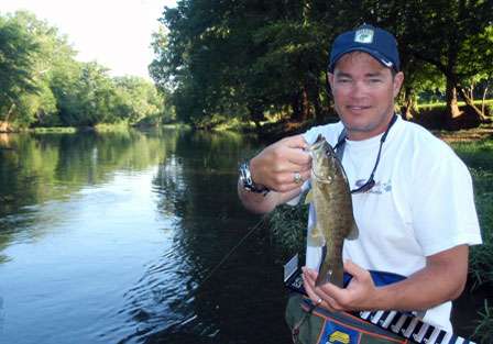 Horton displays a fine smallmouth. The bronzeback was duped by a weightless Yum Dinger.