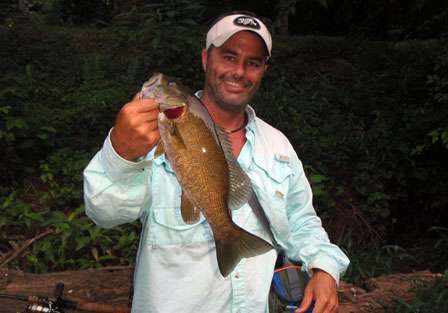 Alabama's Flint River delivers, giving up this 14 Â½-inch smallie to Hall. It ate a Rebel Pop R with reckless abandon.