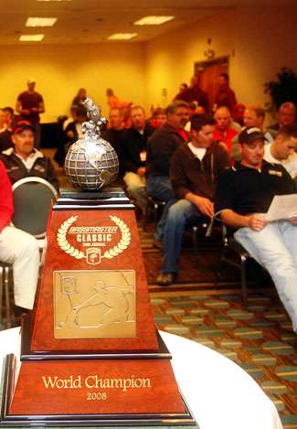 On Sunday evening, one of these 50 anglers will hoist this trophy to become the face of bass fishing, as the champion of the 2008 Bassmaster Classic on Lake Hartwell.
