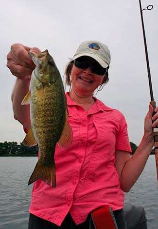Barb and one of her three smallmouth catches. None were keepers but she did say to me, 