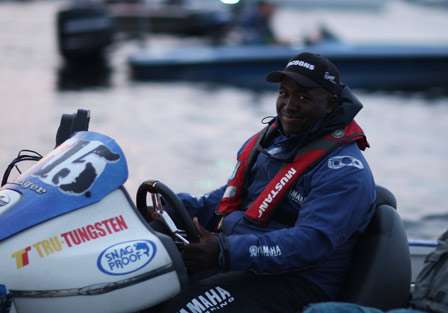 BAssmaster Elite Angler Ish Monroe was all smiles after having a stellar Day One, seemingly unfazed by the wind or threatening storms.