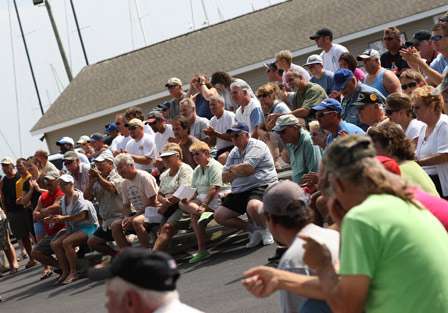 Their was standing room only in front of the Bassmaster stage at the Plattsburgh Boat Basin.