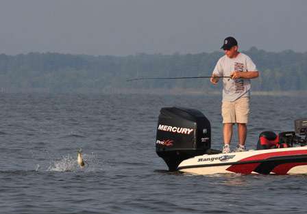 Co-angler Bobby Lanham reaped the rewards of the cover as well, and he had his limit early.