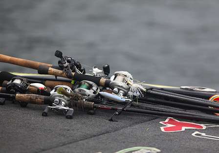 Pace had rods stacked on both sides of the bow of his boat and said he had used all of them during practice. 
