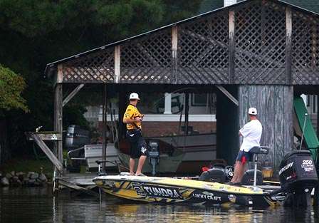 Gerald Swindle fished docks all morning and was one of the few anglers consistently pulling in bass.