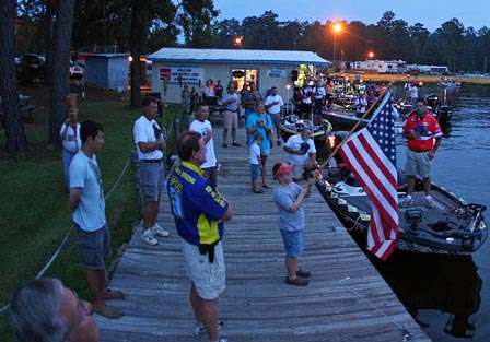 A crowd of around 200 people watched the anglers takeoff Sunday morning.