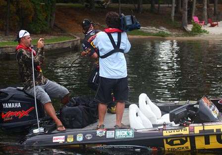 Iaconelli almost runs his camera crew off the boat.