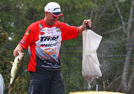 Randy Howell brings his fish to the scales. 
