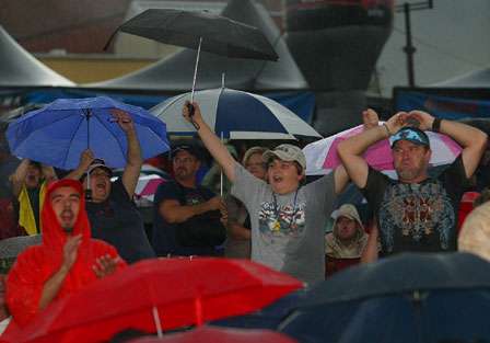 The rain and storms couldn't dampen the enthusiasm of the Montgomery fans, who came out in droves to watch the crowning of the Toyota Tundra Bassmaster Angler of the Year.