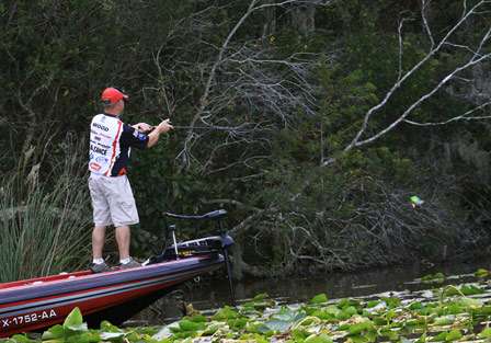 Wood was casting tight to shallow cover on the first morning of competition.