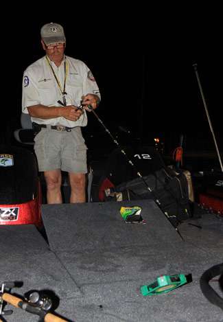 Tom Jessop from Texas changed to 65 pound braid after breaking off a fish on 30 pound mono on Day Two.