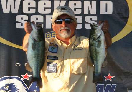 Merrill Showers captured non-boater glory on Day Two with a whopping three-fish limit of 12.65 pounds, vaulting him into first place.