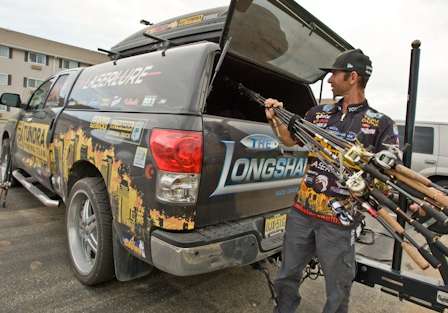 Michael Iaconelli's truck has tons of room for storing his rods.