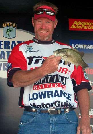 Small fish honors went to Oklahoma angler Glenn Cunningham with this 1-pound bass. Unfortunately for Cunningham there is no prize for smallest fish in the tournament but his catch helped his squad stay atop the team standings by a 1-pound, 7-ounce margin.