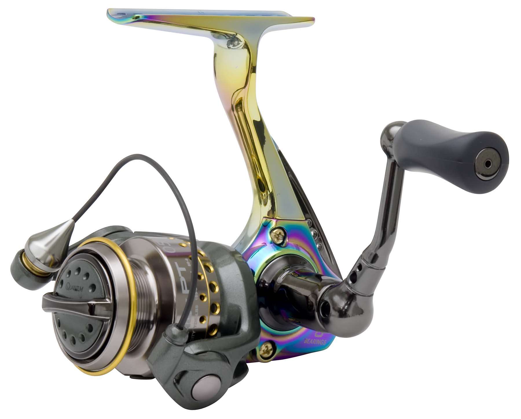 Quantum Energy Micro PT<br>Quantum's latest spinning outfit offering gives you all the advantages of a full-size reel in a micro package. A 5.3:1 ratio, 8 ball bearings, ceramic drag and 6-ounce curb weight make it the ultimate ultra-light spinning reel.