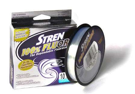 Stren 100% Fluorocarbon line<br>This clear blue fluorocarbon line has high visibility above water and disappears under. It is available from 4- to 25-pound test and from 200-yard filler spools to 2,000-yard bulk spools.