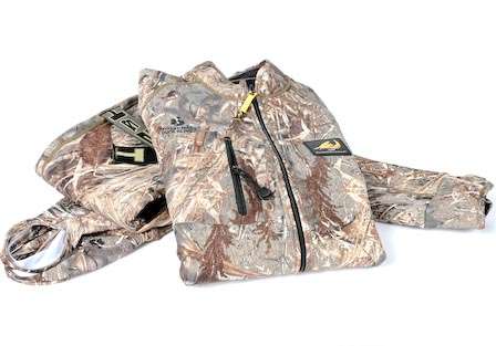 <b>Apex Outdoors Hook and Bullet buoyant mid-layer</b><br/>This combo (jacket, pants) features new fabric technology that is designed to be breathable to prevent overheating while still providing flotation.