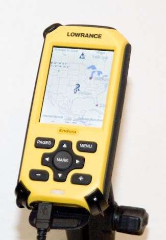 Lowrance Endura<br>Lowrance's new Endura hand-held GPS unit is compact and ideal for kayakers.