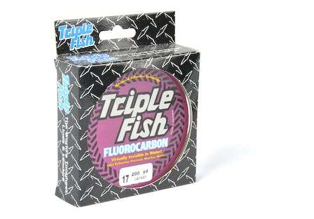 <b>Triple Fish fluorocarbon</b><br>This German-engineered fluorocarbon has zero memory for extended life and is supple, soft and durable. It is reasonably priced and available from 2- to 30-pound test.