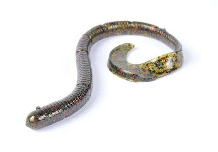 Strike King Rage Tail Thumper Worm<br>Strike King's take on the giant worm is a 10-inch offering that has their exclusive coffee scent that made the Coffee Tubes famous. The Rage Tail tail displaces and churns lots of water as it is worked.