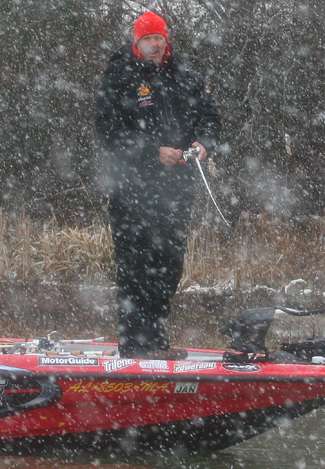 Boyd Duckett fishes down a grass line hoping to dial in on a pattern that can win him another Classic on Lay Lake.
