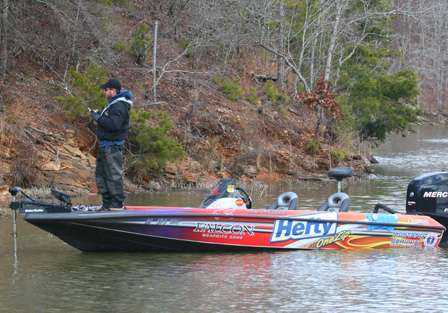 Mike McClelland works slowly along the bank during Classic practice.