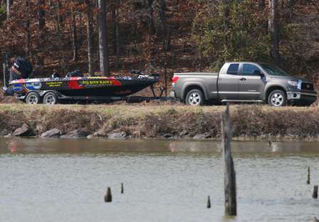 Local favorite Russ Lane chose to trailer his boat down the lake after a morning of fishing up the river to maximize his time on the water.