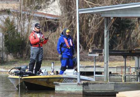 Elite pro Gary Klein works methodically around a dock on Lay Lake.