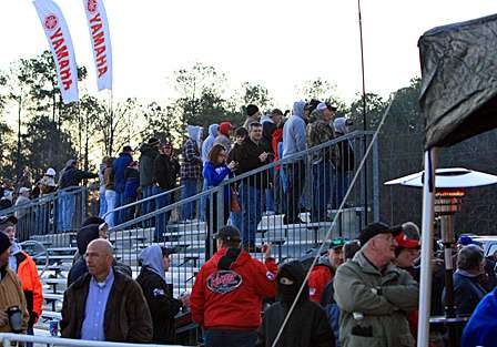 Crowds gather to watch their favorite anglers.