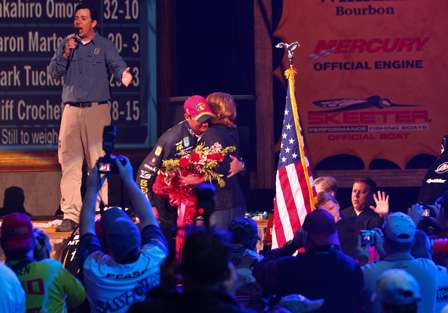 VanDam is congratulated by his wife Sherry. 