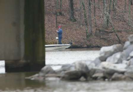 Another angler was already back in the area VanDam fished, but wasn't having much success.
