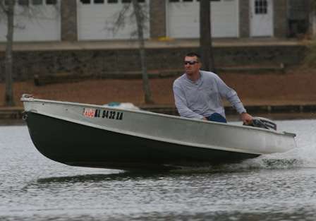 This angler shows that a full-size bass boat isn't needed to tackle the numerous bass in Beeswax.