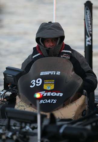 Kevin Wirth was bundled up with morning temperatures in the 30s. 