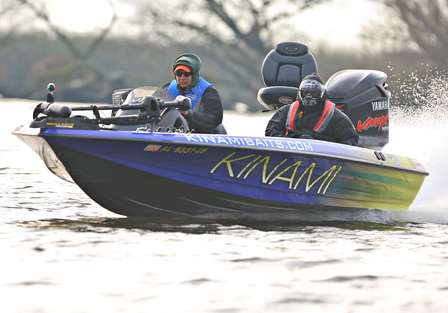 Steve Kennedy speeds to his first fishing spot on Day Two on the California Delta. 