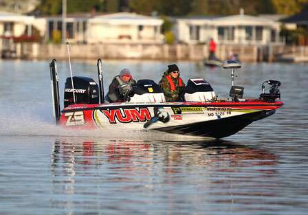Matt Reed makes a run across Clear Lake on the first morning of competition.