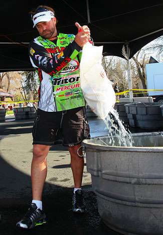 As the last man to weigh in, Byron Velvick made a splash with his massive bag of Clear Lake bass.