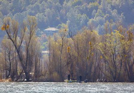 Skeet Reese fishes against a beautiful backdrop on scenic Clear Lake Friday.