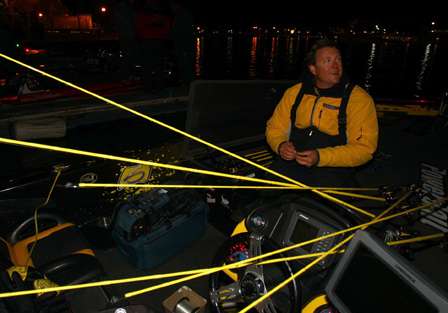 Skeet Reese has a mess of his signature yellow rods out on the deck to start the final morning.